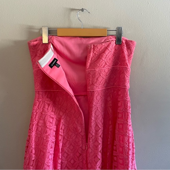 Vintage Le Château Strapless Watermelon Pink Trellis Lace Dress – Size Med GUC - Picture 10 of 15